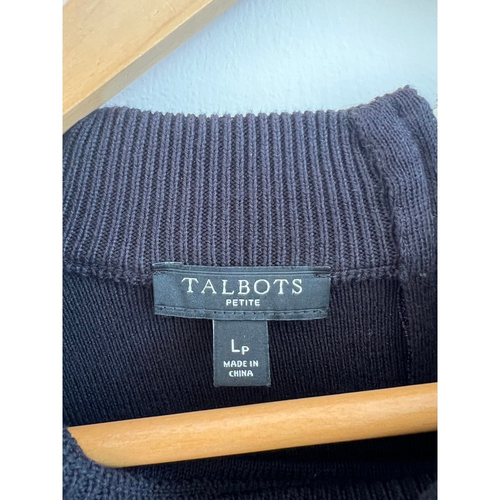 NWT Talbots Black Embellished Beaded Neck Knit Top LP Quiet Luxury Business - Picture 8 of 12